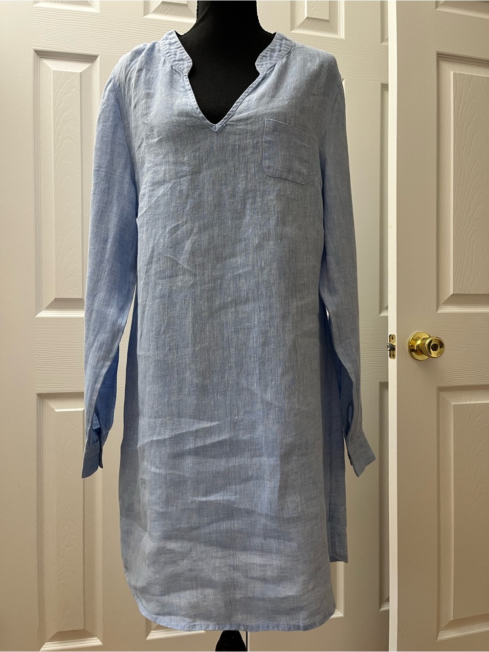 HIHO Linen Shift Dress Coverup Medium Chambray Blue